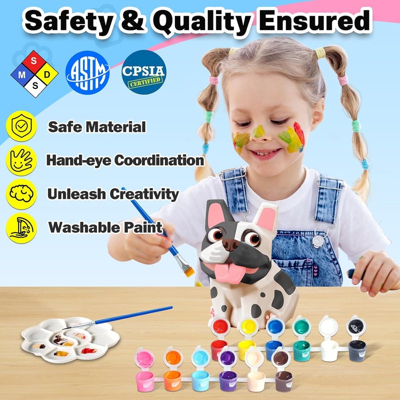 FUNZBO Paint Your Own Dog French Bulldog Lamp Kit - Arts and Crafts Supplies Painting Kits for Kids Teens, DIY Night Light Dog Toy for Toddler Girl Boy 3 4 5 6 7 8 9 10 11 12 Christmas Birthday Gifts - Image 3